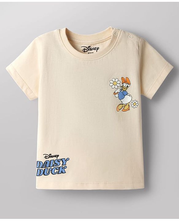 Babyhug Disney Single Jersey Knit Half Sleeves T-Shirt & Shorts Set With Daisy Duck Graphics - Multicolor