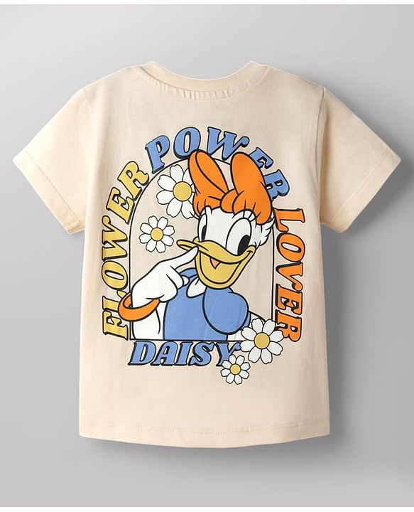 Babyhug Disney Single Jersey Knit Half Sleeves T-Shirt & Shorts Set With Daisy Duck Graphics - Multicolor