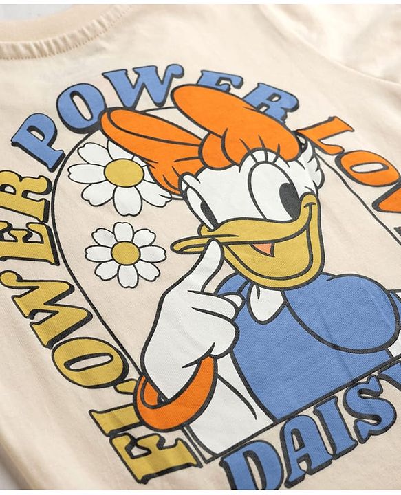 Babyhug Disney Single Jersey Knit Half Sleeves T-Shirt & Shorts Set With Daisy Duck Graphics - Multicolor