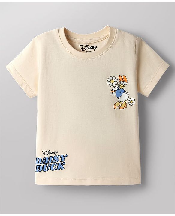 Babyhug Disney Single Jersey Knit Half Sleeves T-Shirt & Shorts Set With Daisy Duck Graphics - Multicolor