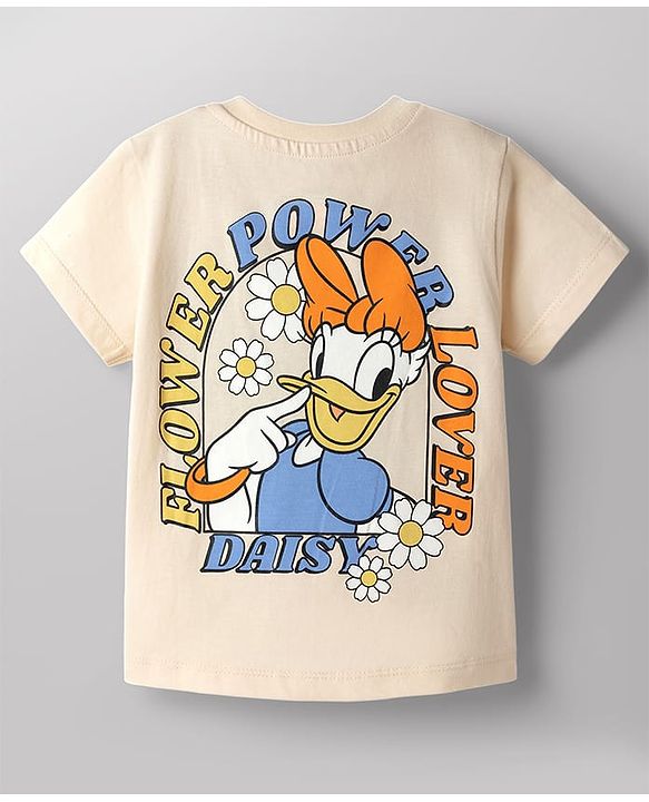 Babyhug Disney Single Jersey Knit Half Sleeves T-Shirt & Shorts Set With Daisy Duck Graphics - Multicolor