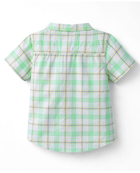 Babyhug Cotton Woven Half Sleeves Checks Shirt & Denim Shorts Set - Multicolor