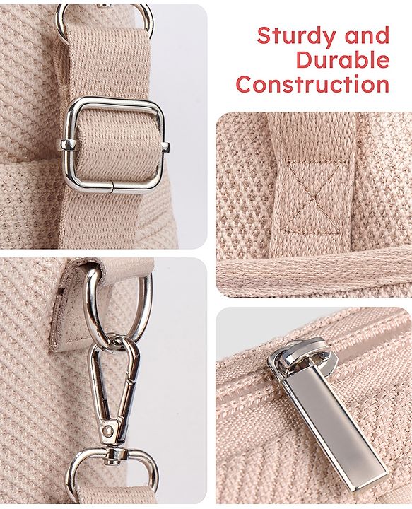 Babyhug EliteCare Premium 2 in 1 Diaper Bag with Diaper Changing Mat - Beige| Insulated Bottle Pocket| Spacious Storage Compartments| Quick-Access Front & Side Pockets| Convertible Handbag & Sling Bag