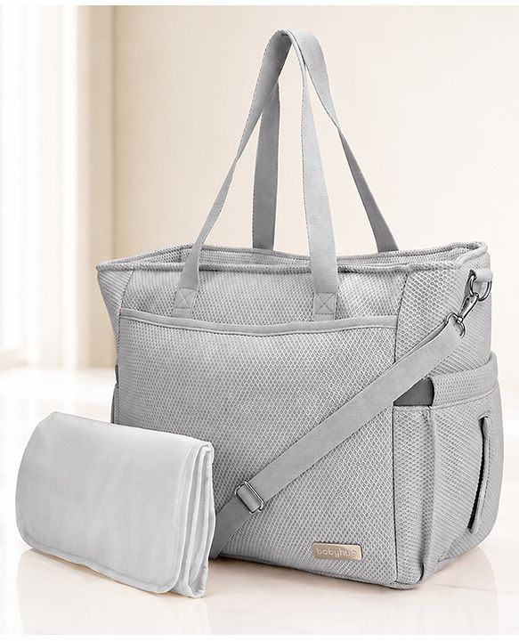 Babyhug EliteCare Premium 2 in 1 Diaper Bag with Diaper Changing Mat - Beige| Insulated Bottle Pocket| Spacious Storage Compartments| Quick-Access Front & Side Pockets| Convertible Handbag & Sling Bag