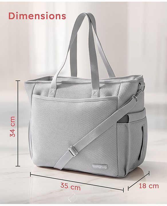 Babyhug EliteCare Premium 2 in 1 Diaper Bag with Diaper Changing Mat - Beige| Insulated Bottle Pocket| Spacious Storage Compartments| Quick-Access Front & Side Pockets| Convertible Handbag & Sling Bag