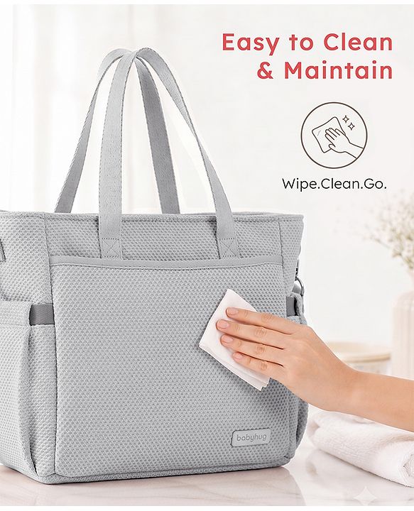 Babyhug EliteCare Premium 2 in 1 Diaper Bag with Diaper Changing Mat - Beige| Insulated Bottle Pocket| Spacious Storage Compartments| Quick-Access Front & Side Pockets| Convertible Handbag & Sling Bag