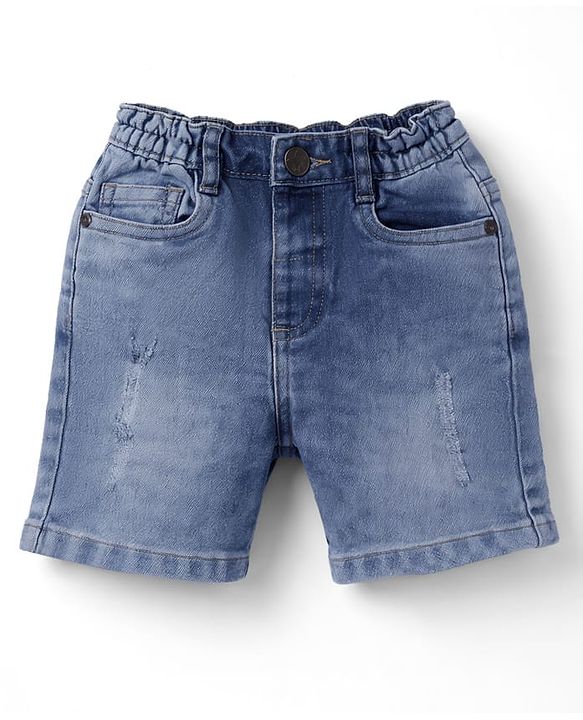 Babyhug Cotton Woven Half Sleeves Striped Shirt & Denim Shorts Set - Multicolor