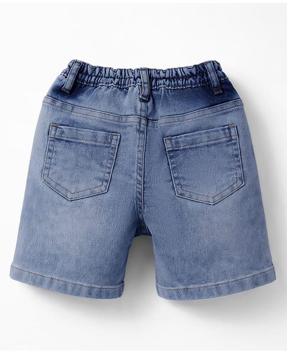 Babyhug Cotton Woven Half Sleeves Striped Shirt & Denim Shorts Set - Multicolor