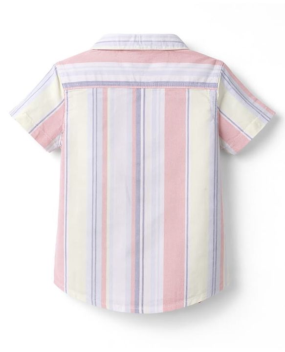Babyhug Cotton Woven Half Sleeves Striped Shirt & Denim Shorts Set - Multicolor