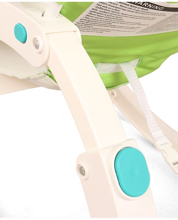 Babyhug 2 In 1 Baby Bouncer Rocker & Reclining Chair - Green| Built-in Music| Soothing Vibration| Fold-out Stand for Stable Position| Compact Fold| Safety Harness| Removable Fabric