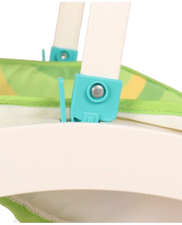 Babyhug 2 In 1 Baby Bouncer Rocker & Reclining Chair - Green| Built-in Music| Soothing Vibration| Fold-out Stand for Stable Position| Compact Fold| Safety Harness| Removable Fabric