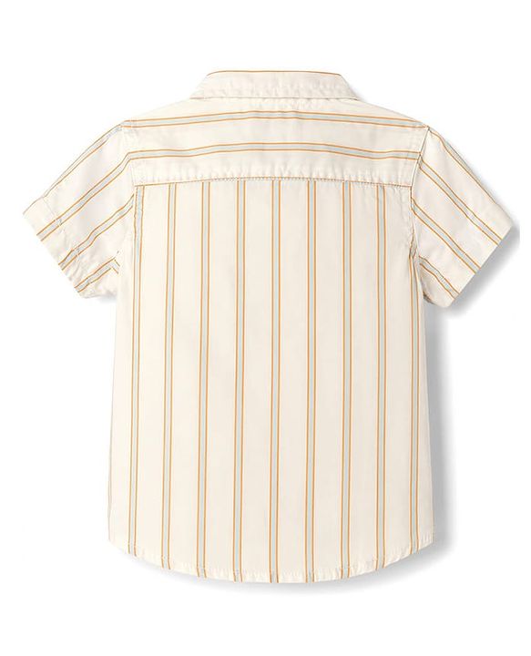 Babyhug Cotton Woven Half Sleeves Striped Shirt & Shorts Set - Rust Orange