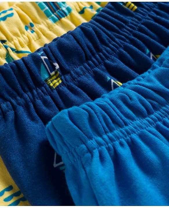 Babyhug Interlock Knit Full Length Diaper Pants with Nautical Theme Print Pack of 3 - Multicolor