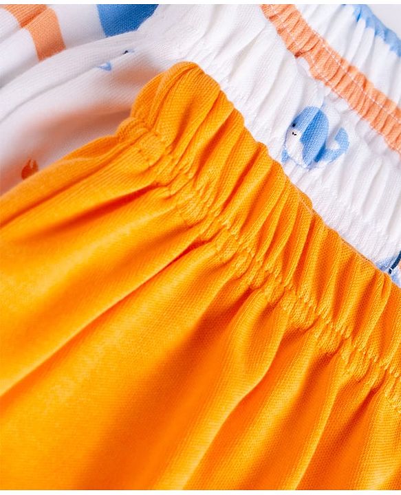 Babyhug Cotton Knit Full Length Diaper Leggings With Sea Life Print Pack of 3 - Multicolor