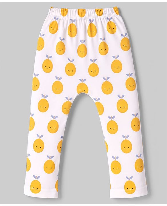 Babyhug Cotton Knit Full Length  Diaper Leggings With Fruits Print Pack of 3 - Multicolor