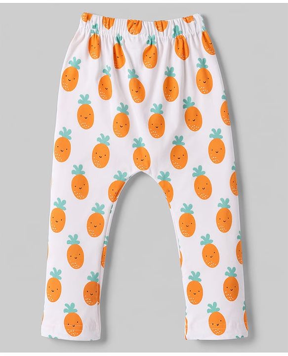 Babyhug Cotton Knit Full Length  Diaper Leggings With Fruits Print Pack of 3 - Multicolor
