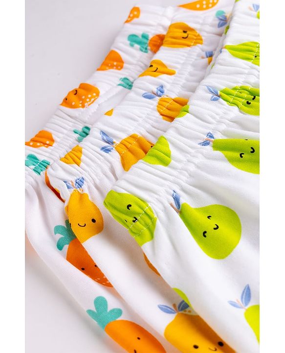 Babyhug Cotton Knit Full Length  Diaper Leggings With Fruits Print Pack of 3 - Multicolor
