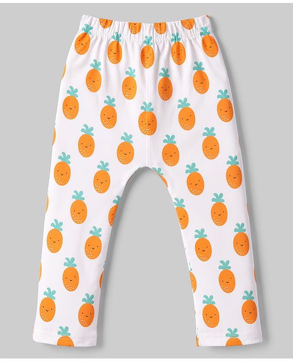 Babyhug Cotton Knit Full Length  Diaper Leggings With Fruits Print Pack of 3 - Multicolor