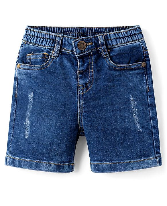 Babyhug Cotton Woven To Denim Half Sleeves Checks Shirt & Shorts Set - Multicolor