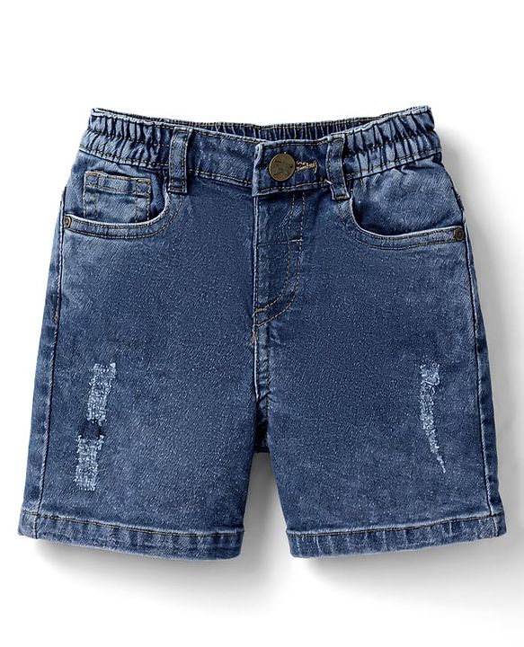 Babyhug Cotton Woven Half Sleeves Checks Shirt & Denim Shorts Set - Yellow & Blue