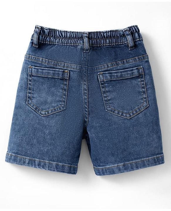 Babyhug Cotton Woven Half Sleeves Checks Shirt & Denim Shorts Set - Yellow & Blue