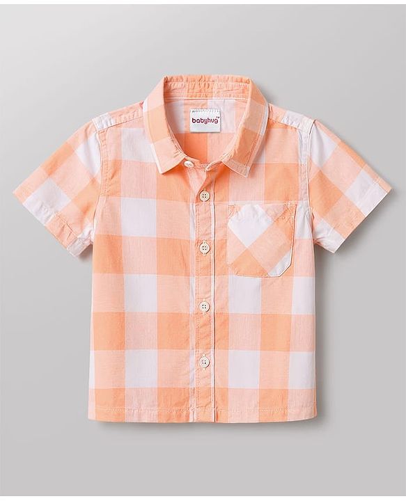 Babyhug Cotton Woven Half Sleeves Checks Shirt & Shorts - Multicolor