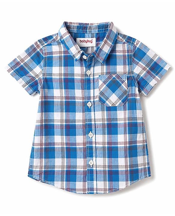Babyhug Cotton Woven Half Sleeves Checked Shirt & Cargo Shorts Set - Multicolor