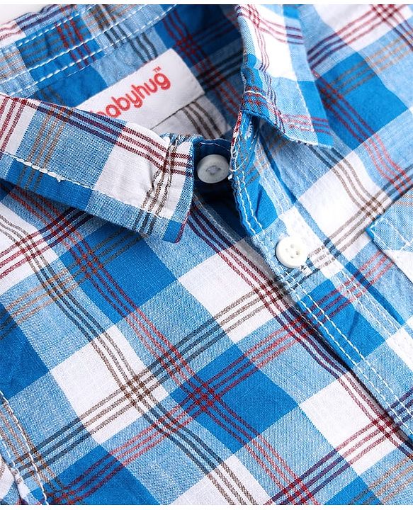 Babyhug Cotton Woven Half Sleeves Checked Shirt & Cargo Shorts Set - Multicolor