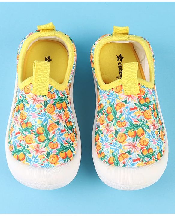 Cute Walk by Babyhug Slip On Casual Shoes with Fruit Print - Yellow