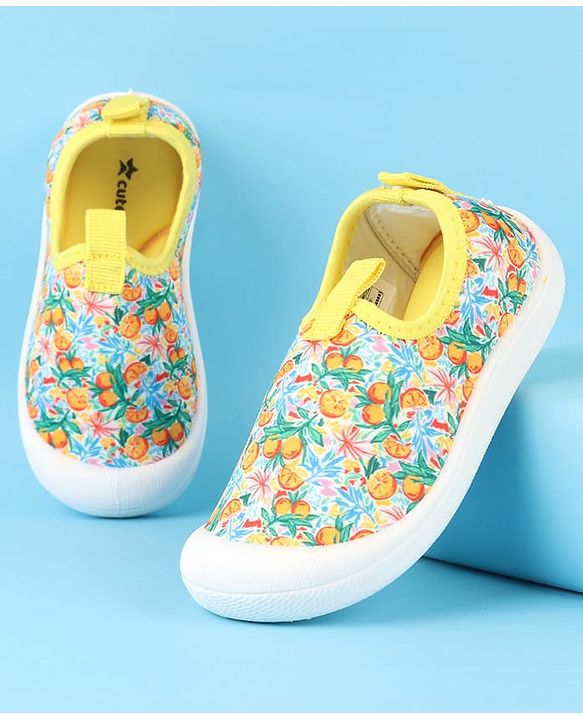Cute Walk by Babyhug Slip On Casual Shoes with Fruit Print - Yellow