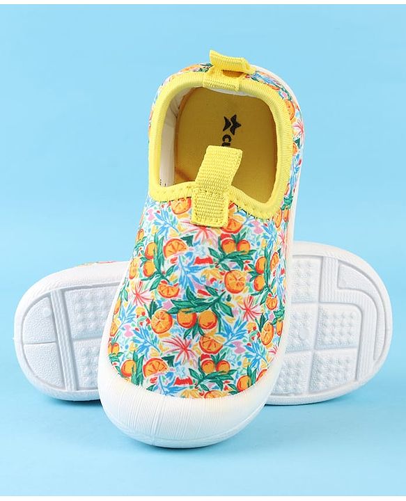 Cute Walk by Babyhug Slip On Casual Shoes with Fruit Print - Yellow