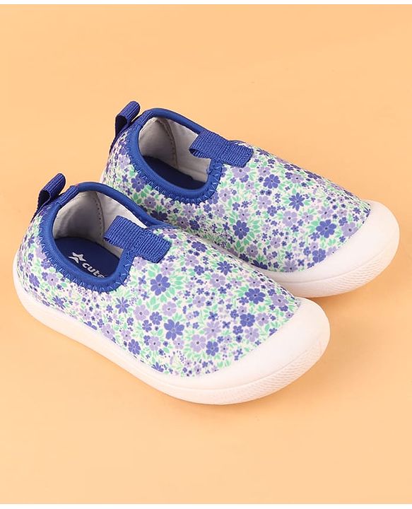 Cute Walk by Babyhug Slip On Casual Shoes with Floral Print - Blue