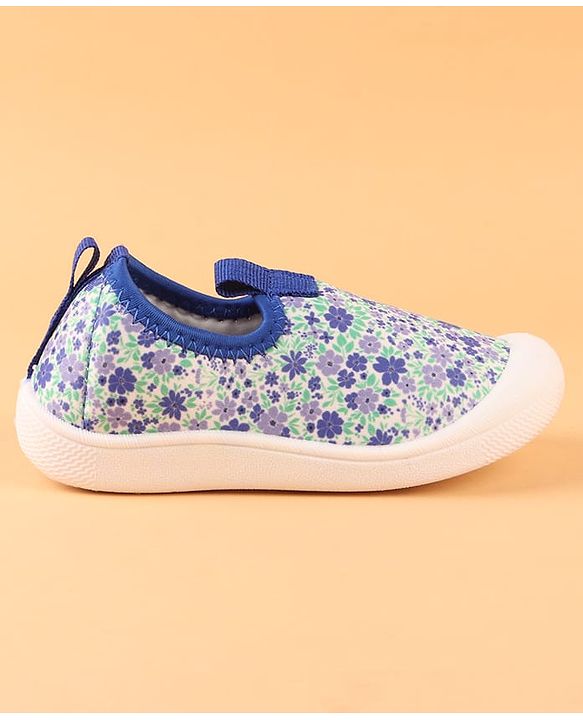 Cute Walk by Babyhug Slip On Casual Shoes with Floral Print - Blue