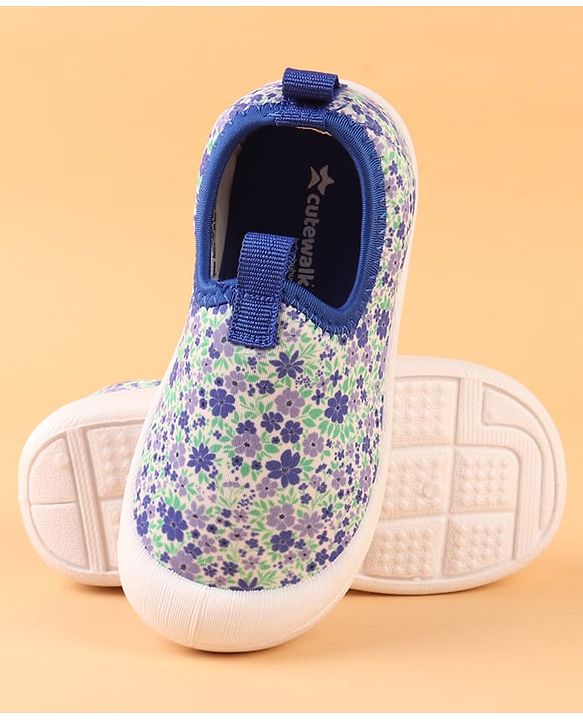 Cute Walk by Babyhug Slip On Casual Shoes with Floral Print - Blue