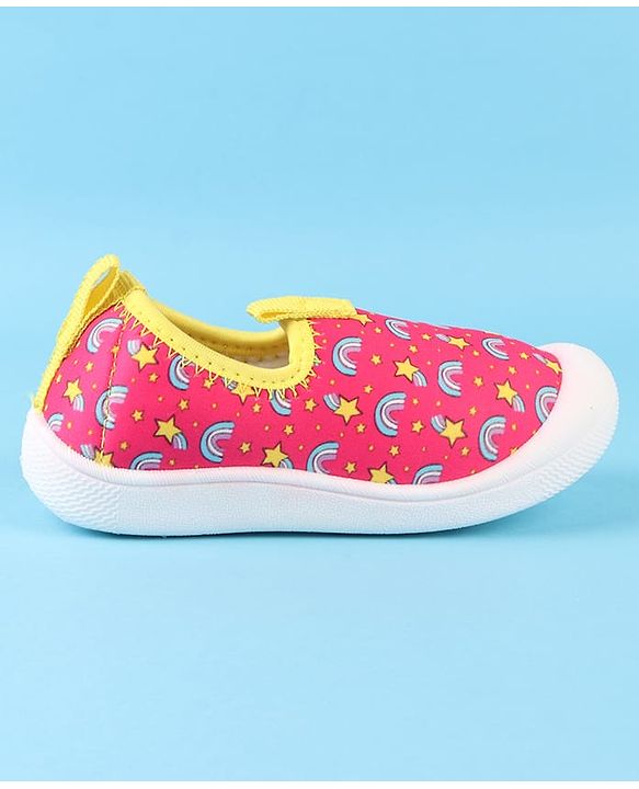 Cute Walk by Babyhug Slip On Casual Shoes with Rainbow Print - Pink & Yellow