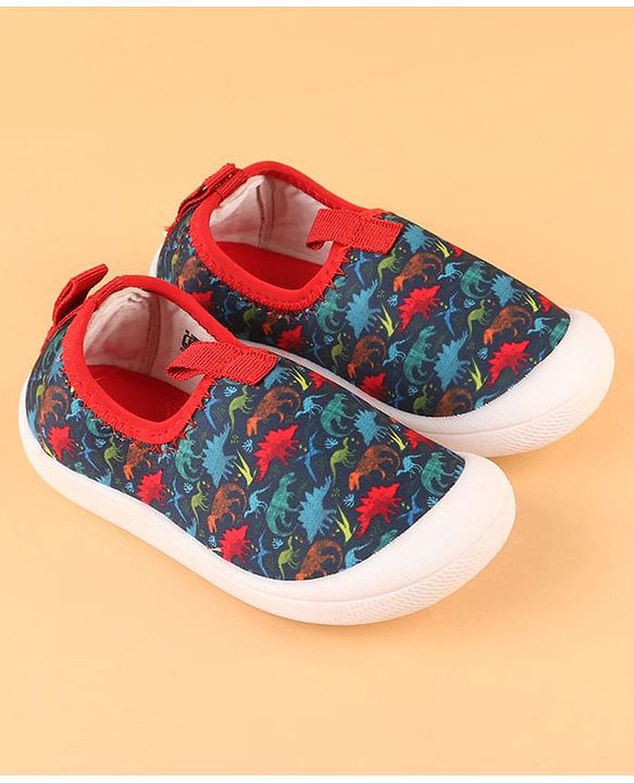 Cute Walk by Babyhug Slip On Casual Shoes with Dino Print - Blue & Red