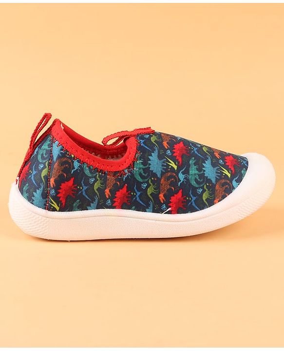 Cute Walk by Babyhug Slip On Casual Shoes with Dino Print - Blue & Red