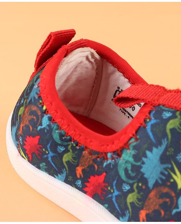 Cute Walk by Babyhug Slip On Casual Shoes with Dino Print - Blue & Red
