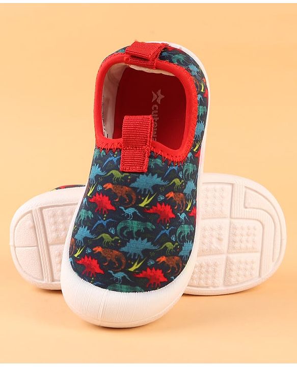Cute Walk by Babyhug Slip On Casual Shoes with Dino Print - Blue & Red