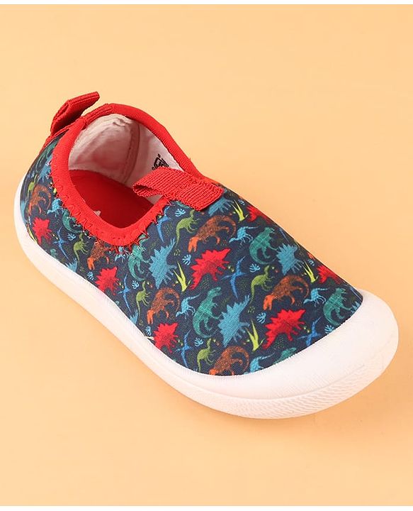 Cute Walk by Babyhug Slip On Casual Shoes with Dino Print - Blue & Red