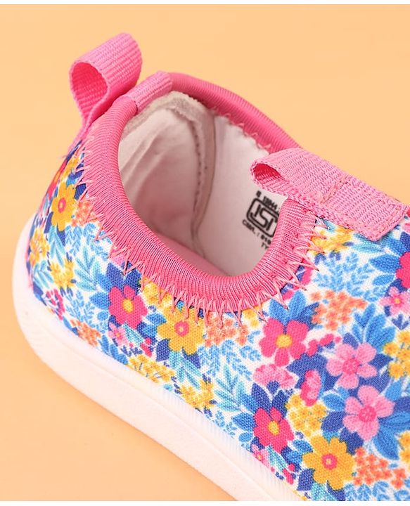 Cute Walk by Babyhug Slip On Casual Shoes with Floral Print - Blue & Pink