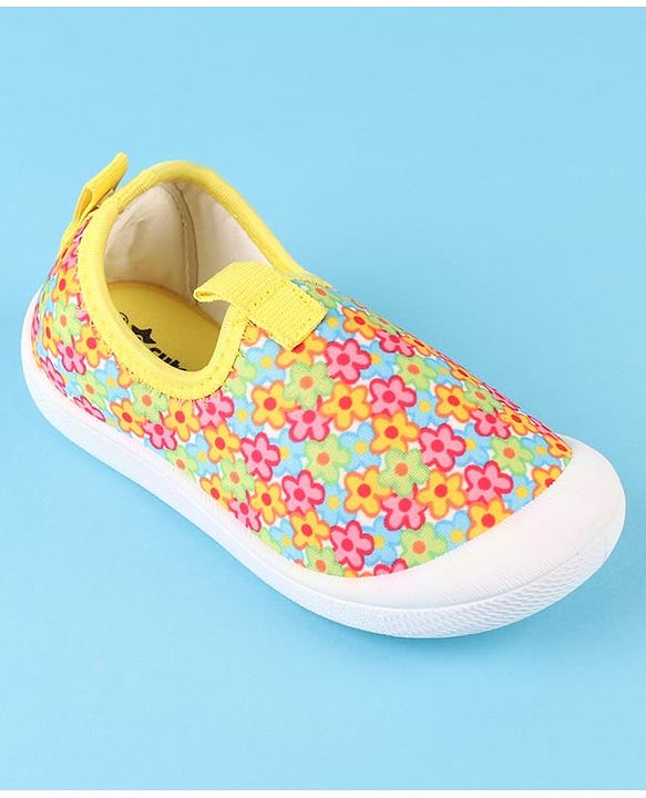 Cute Walk by Babyhug Slip On Casual Shoes with Floral Print - Blue & Yellow