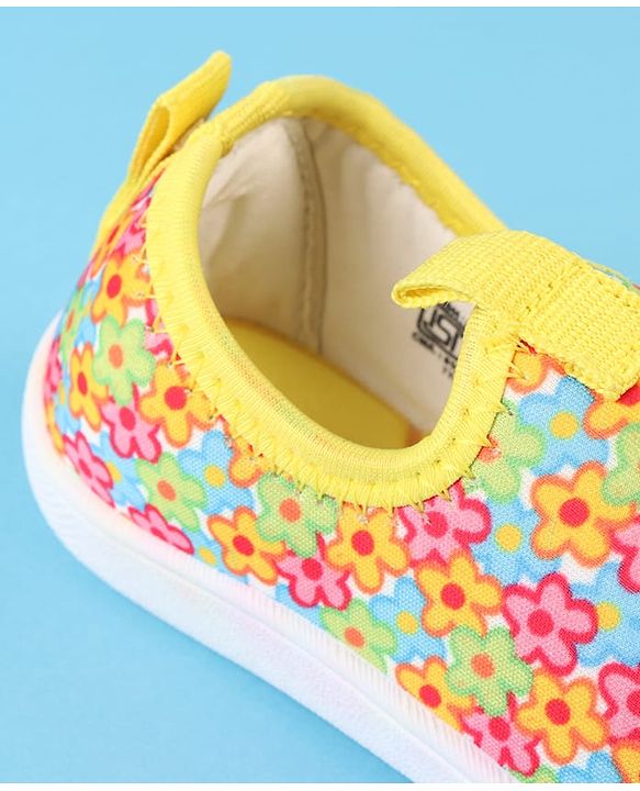 Cute Walk by Babyhug Slip On Casual Shoes with Floral Print - Blue & Yellow
