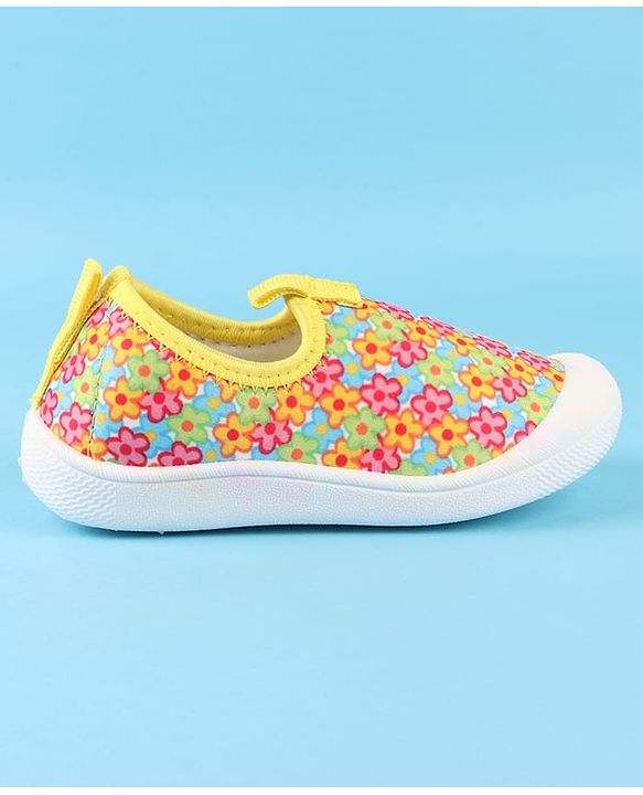 Cute Walk by Babyhug Slip On Casual Shoes with Floral Print - Blue & Yellow