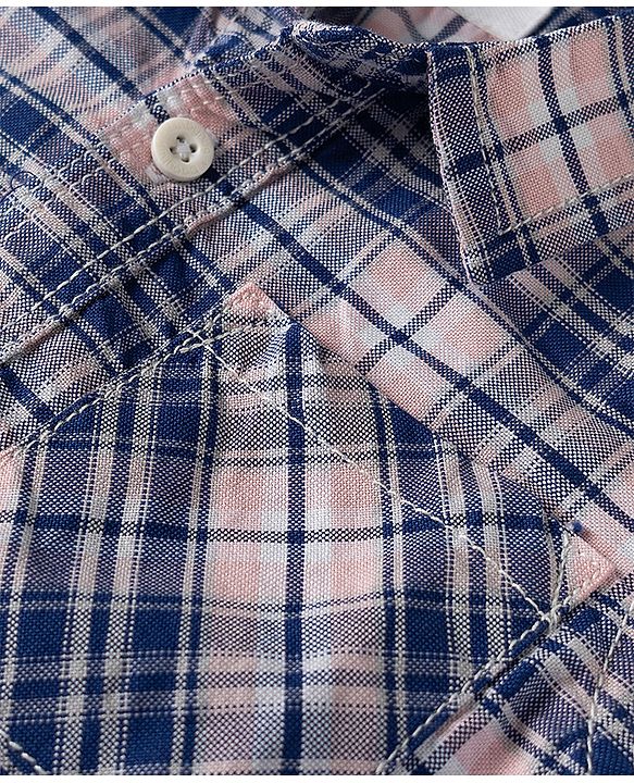 Babyhug Cotton Woven Half Sleeves Checked Shirt & Denim Shorts Set - Multicolor