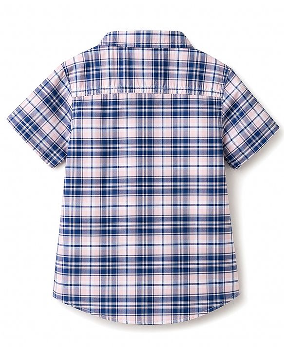 Babyhug Cotton Woven Half Sleeves Checked Shirt & Denim Shorts Set - Multicolor