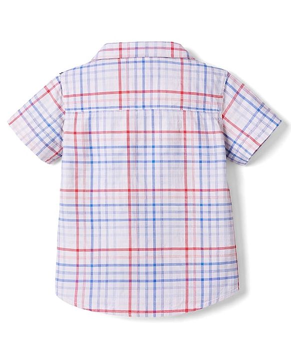 Babyhug Cotton Woven Half Sleeves Checks Shirt & Denim Shorts Set - Multicolor