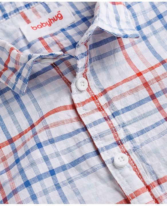 Babyhug Cotton Woven Half Sleeves Checks Shirt & Denim Shorts Set - Multicolor