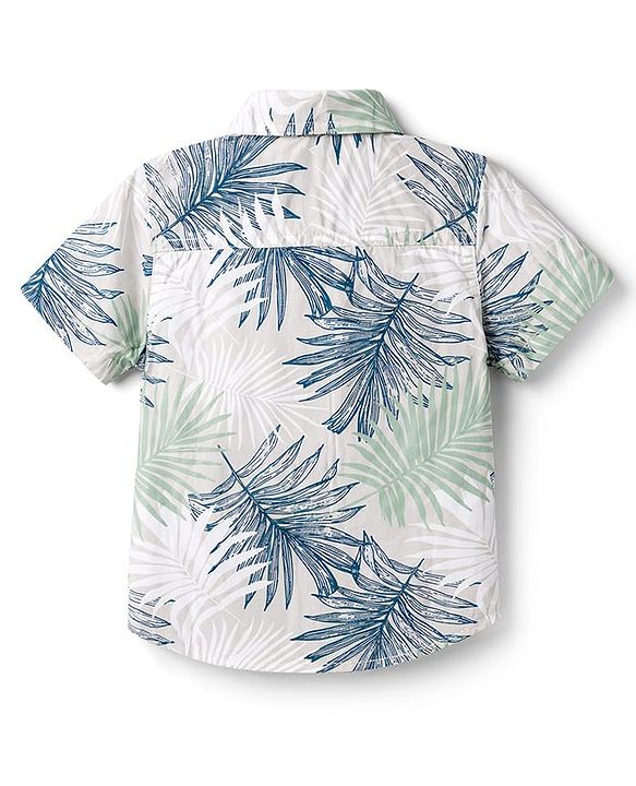 Babyhug Cotton Woven Half Sleeves Shirt & Shorts With Leaf Print - Multicolor