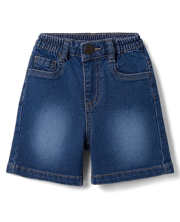 Babyhug Cotton Woven Half Sleeves Checked Shirt & Denim Shorts Set - Blue